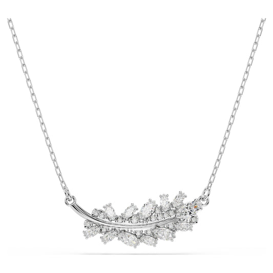 VIENNA PENDANT FEATHER - WHITE, RHODIUM