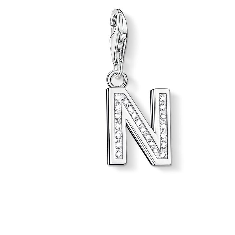 CHARM CLUB INITIAL 'N' CZ CHARM