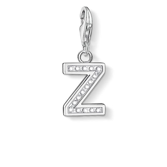 CHARM CLUB STERLING SILVER INITIAL 'Z' CZ CHARM