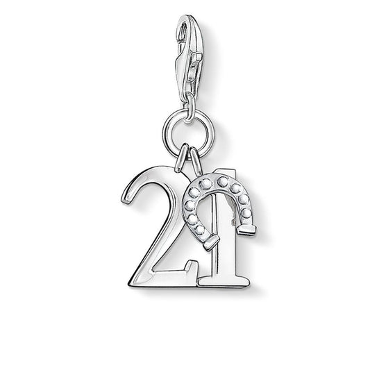 CHARM CLUB STERLING SILVER LUCKY 21 CHARM
