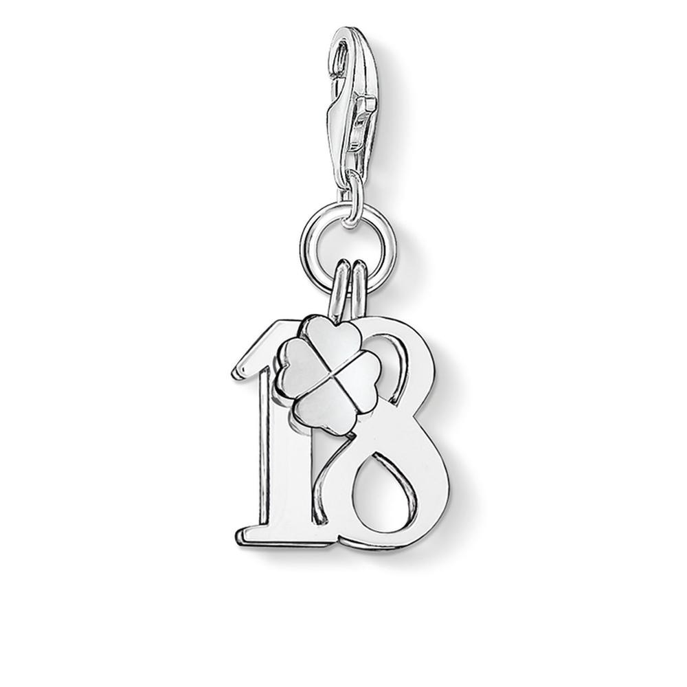 CHARM CLUB STERLING SILVER LUCKY 18 CHARM