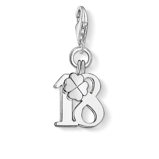CHARM CLUB STERLING SILVER LUCKY 18 CHARM