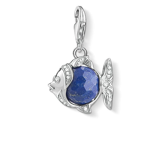 CHARM CLUB STERLING SILVER BLUE LAPIS FISH CHARM