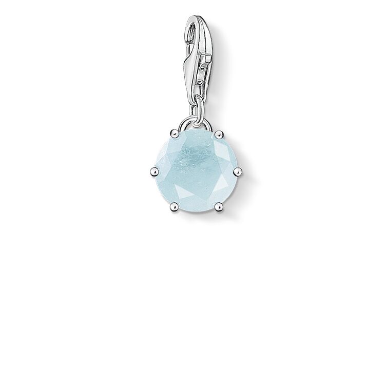 CHARM CLUB MARCH MILKY AQUA QUARTZ BIRTHSTONE CHARM