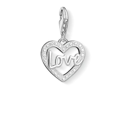 CHARM CLUB STERLING SILVER LOVE CZ HEART CHARM