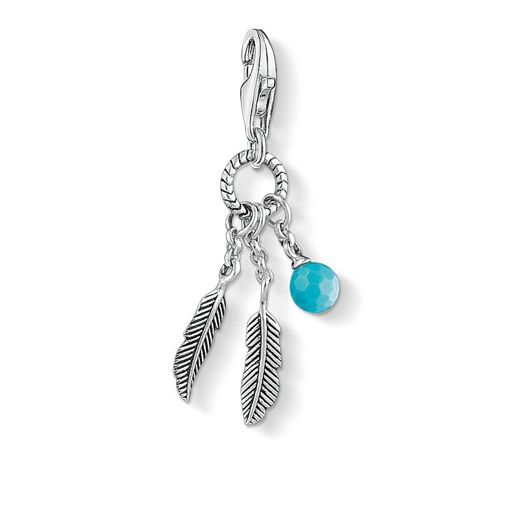 CHARM CLUB STERLING SILVER INDIAN SPIRIT FEATHERS CHARM