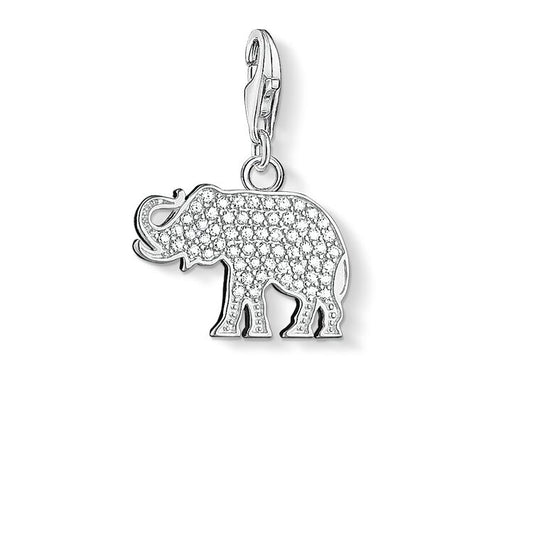 CHARM CLUB STERLING SILVER PAVE ELEPHANT CZ CHARM