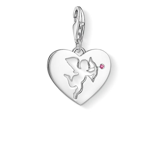 CHARM CLUB STERLING SILVER HEART WITH CUPID CHARM
