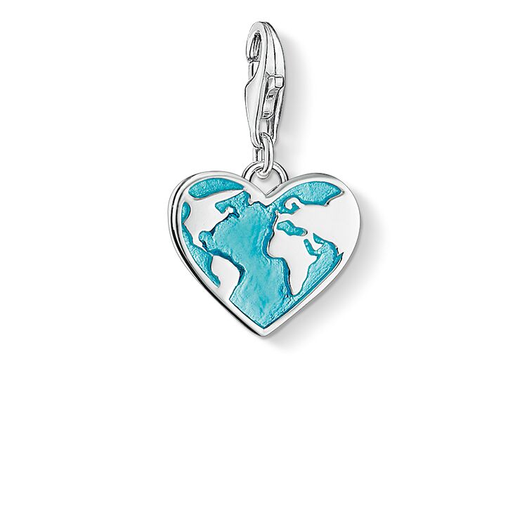 CHARM CLUB STERLING SILVER HEART OF THE WORLD CHARM