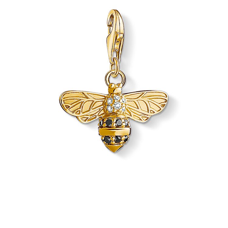 CHARM CLUB STERLING SILVER YELLOW GOLD PLATED BEE CHARM