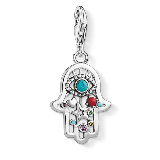 CHARM CLUB STERLING SILVER HAND OF FATIMA & NAZARS CHARM