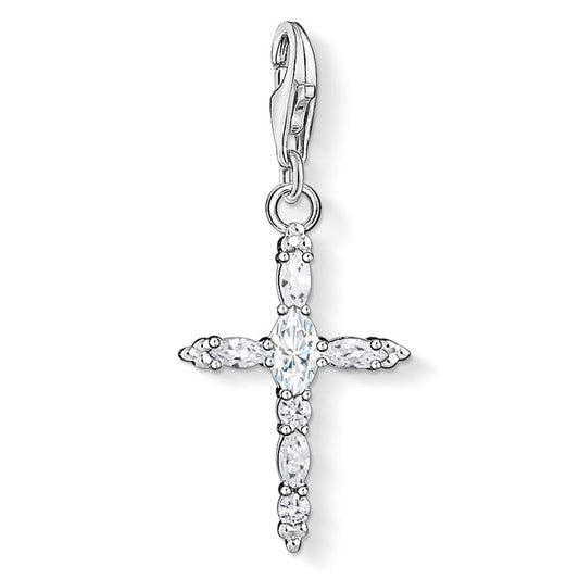 CHARM CLUB STERLING SILVER CZ CROSS CHARM