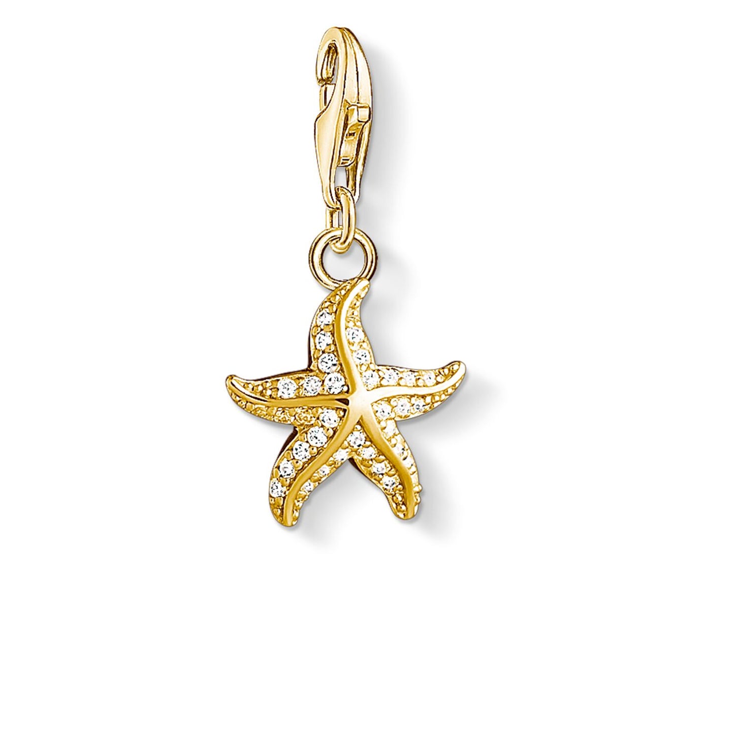 CHARM CLUB STERLING SILVER YELLOW GOLD PLATED STARFISH CZ CHARM