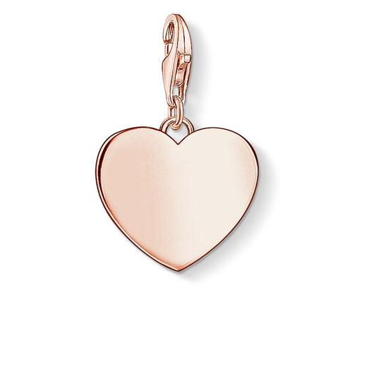CHARM CLUB STERLING SILVER ROSE GOLD PLATED ENGRAVABLE HEART CHARM