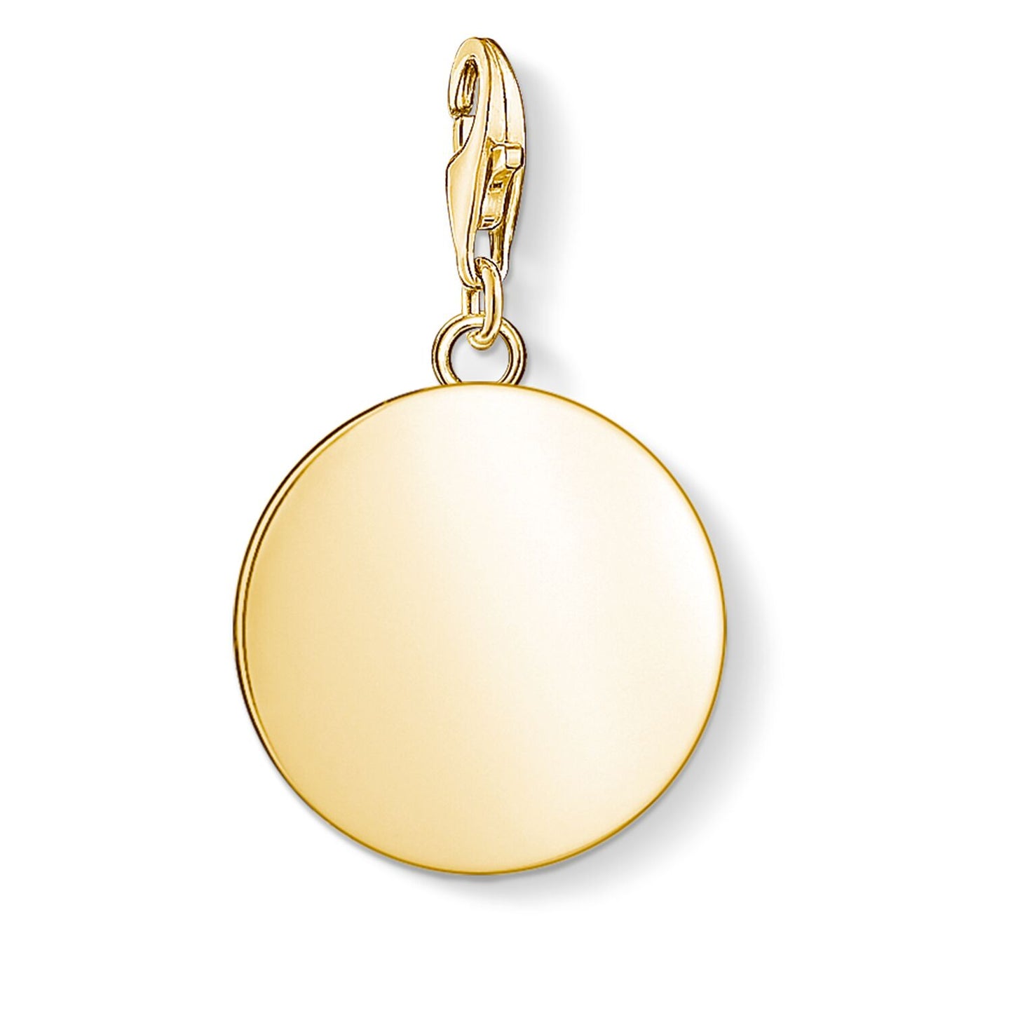 CHARM CLUB STERLING SILVER YELLOW GOLD PLATED ENGRAVABLE DISC CHARM
