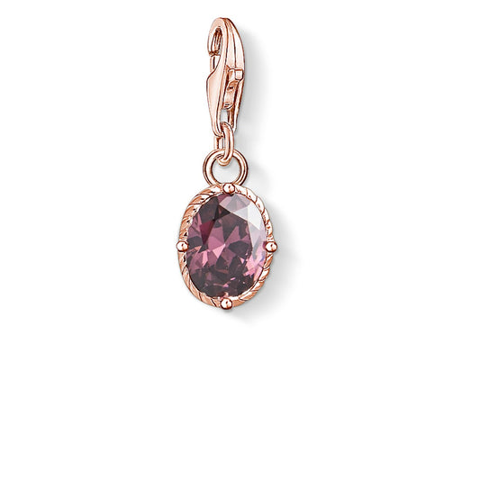 CHARM CLUB STERLING SILVER ROSE GOLD PLATED FACETED VIOLET CZ CHARM