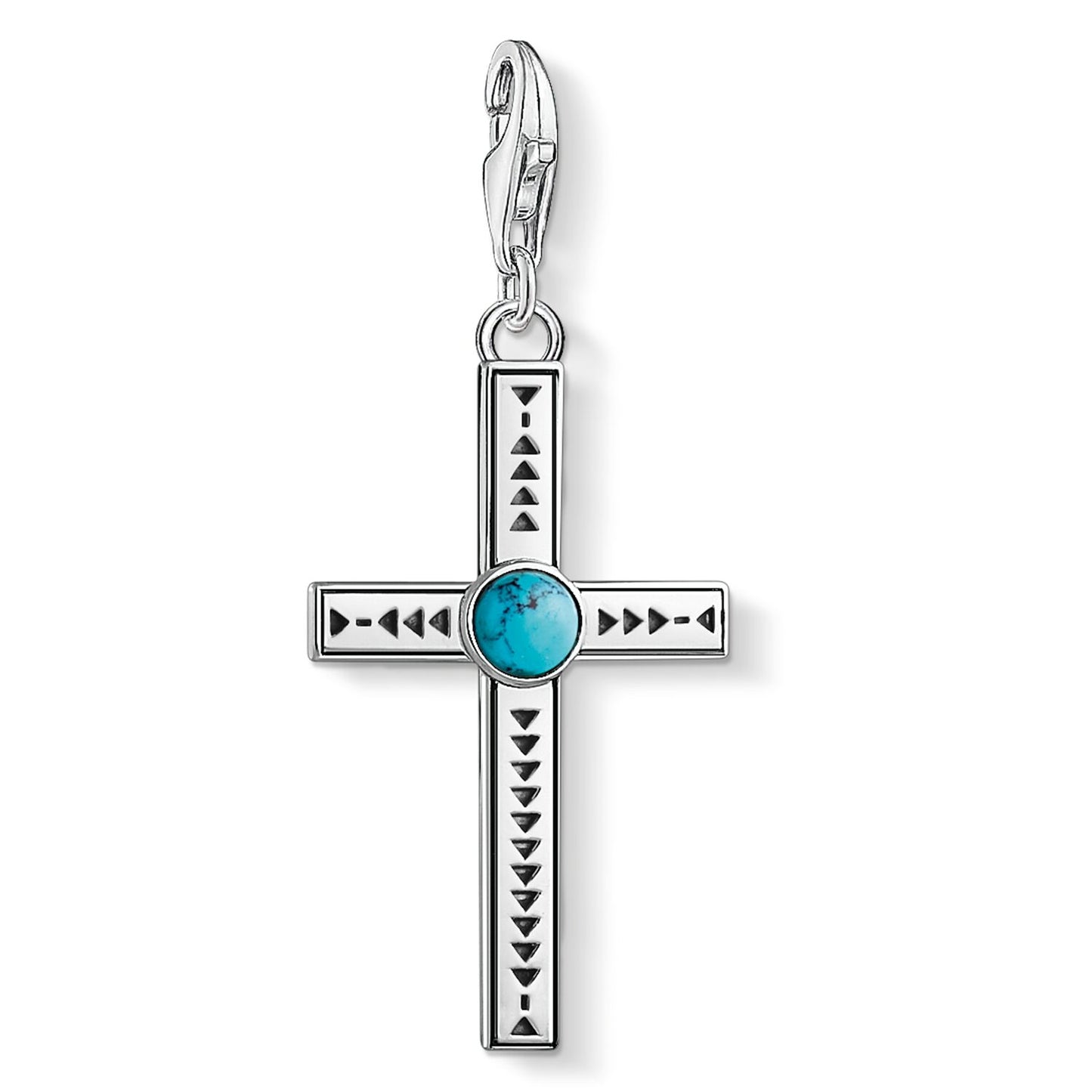 CHARM CLUB STERLING SILVER TURQUOISE CROSS CHARM