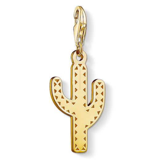 CHARM CLUB STERLING SILVER YELLOW GOLD PLATED CACTUS CHARM