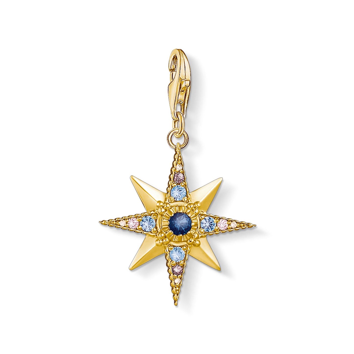 CHARM CLUB STERLING SILVER YELLOW GOLD PLATED CZ STAR CHARM