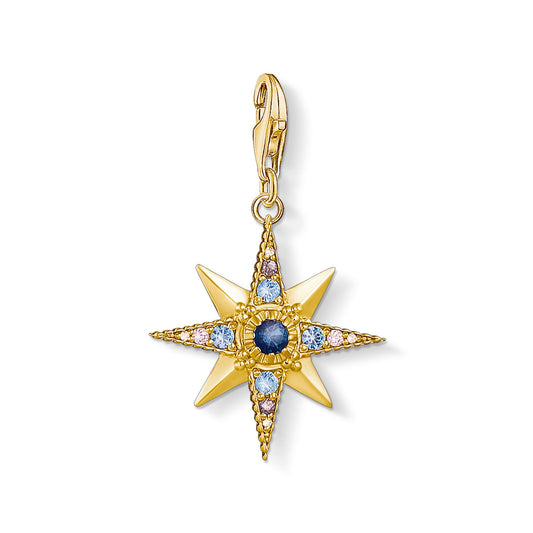 CHARM CLUB STERLING SILVER YELLOW GOLD PLATED CZ STAR CHARM