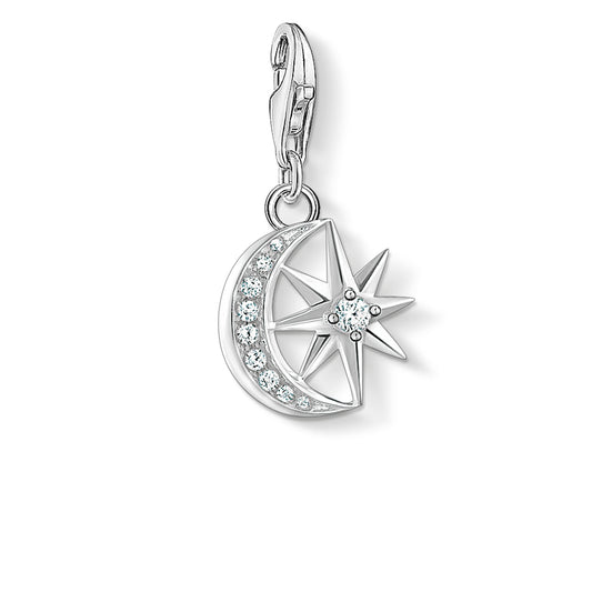 CHARM CLUB STERLING SILVER TO THE STARS & THE MOON CHARM