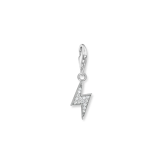 CHARM CLUB STERLING SILVER CZ LIGHTNING BOLT CHARM