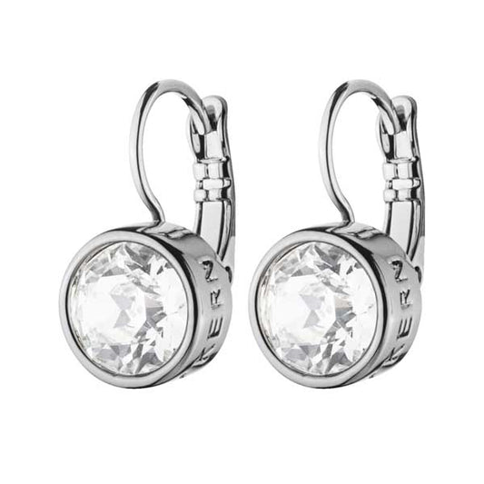 LOUISE SHINY SILVER CRYSTAL EARRINGS