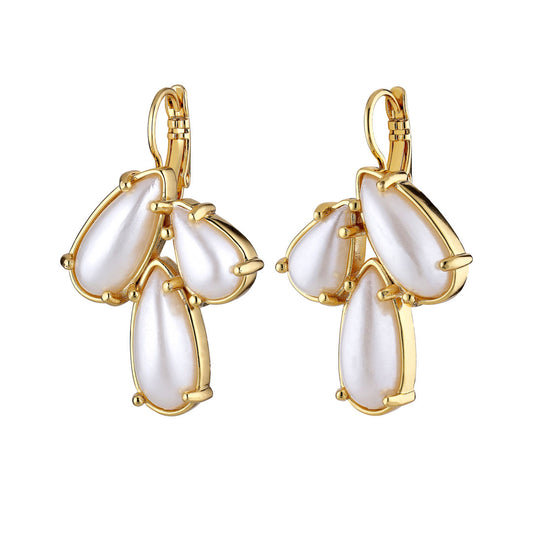 AUBIN SHINY GOLD WHITE PEARL EARRINGS