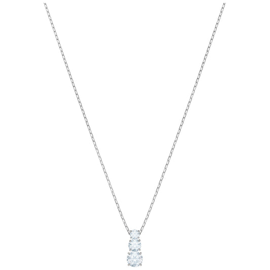 ATTRACT TRILOGY ROUND PENDANT, WHITE, RHODIUM PLATED