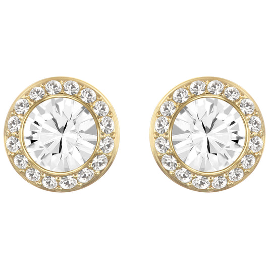 ANGELIC ROUND STUD EARRINGS - WHITE, GOLD