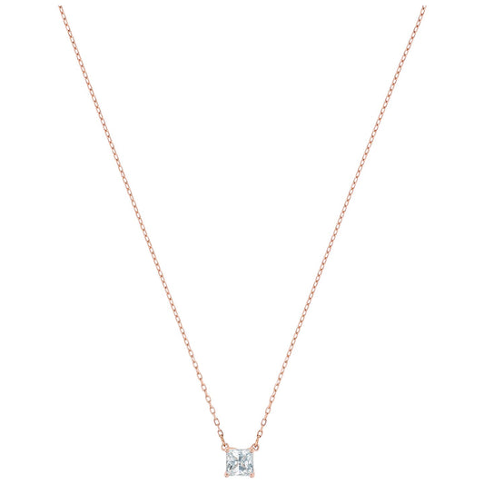 ATTRACT SQUARE NECKLACE, WHITE, ROSE-GOLD TONE PLATED