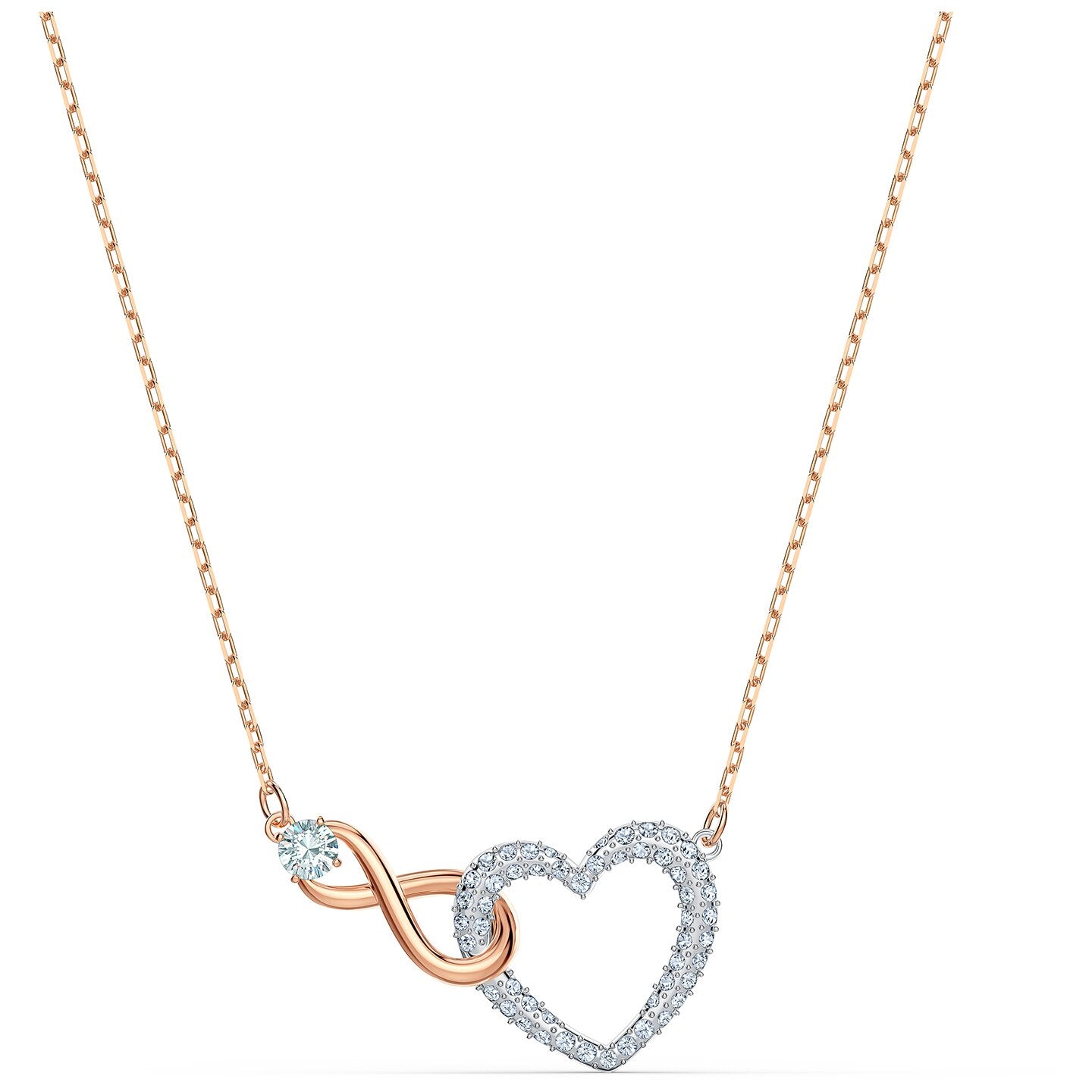 INFINITY HEART NECKLACE, WHITE, MIXED METAL FINISH