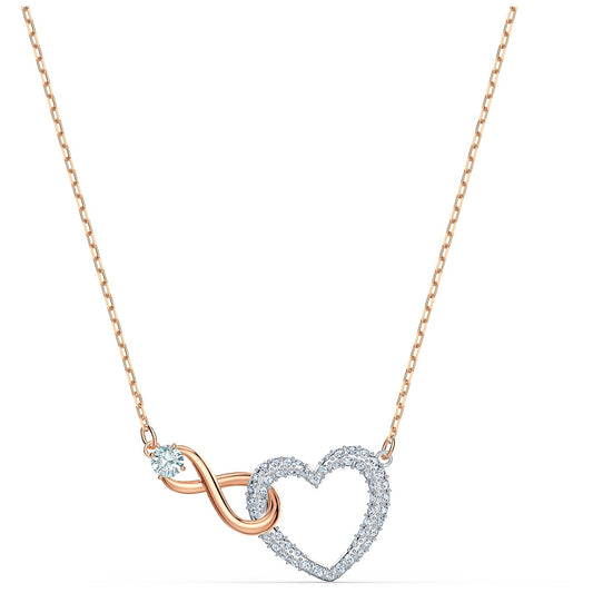 HYPERBOLA NECKLACE INFINITY AND HEART - WHITE, MIXED-METAL