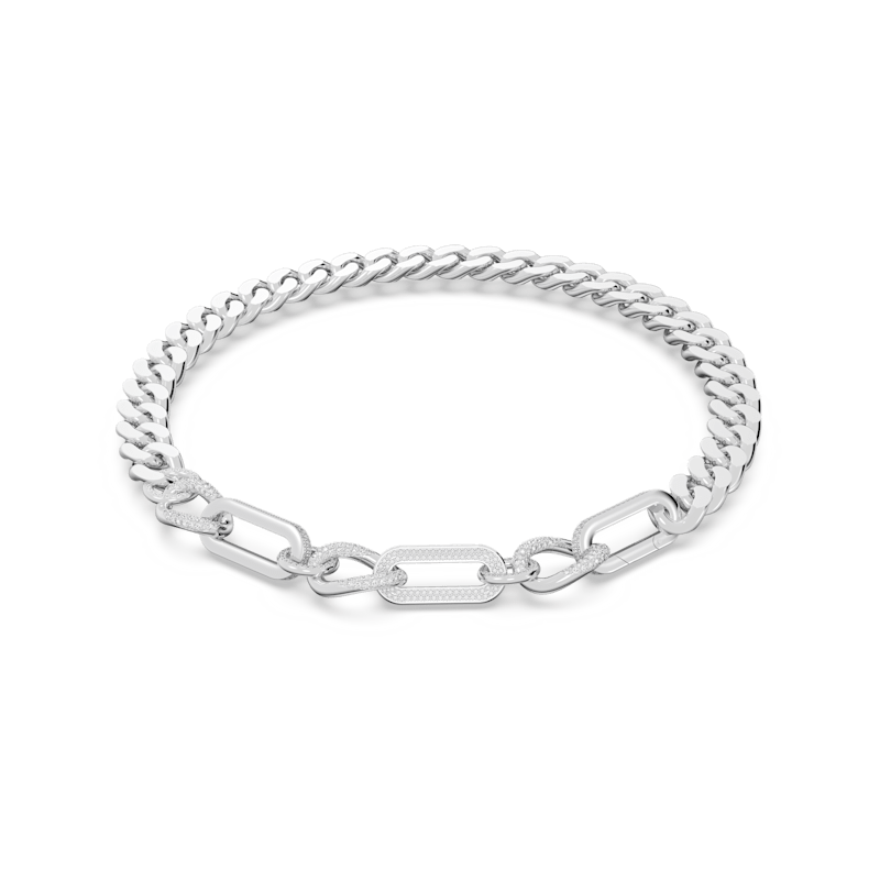 DEXTERA NECKLACE MIXED LINKS - WHITE, RHODIUM