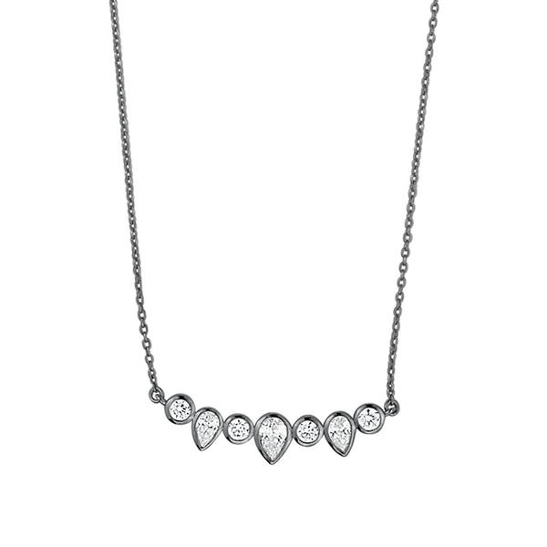 STERLING SILVER KAELYN OXIDISED CRYSTAL NECKLACE