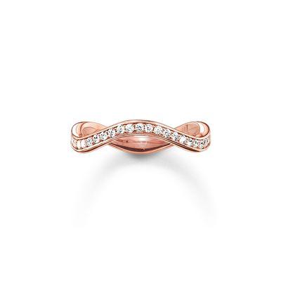 STERLING SILVER ROSE GOLD PLATED ETERNITY WAVE RING SIZE 52