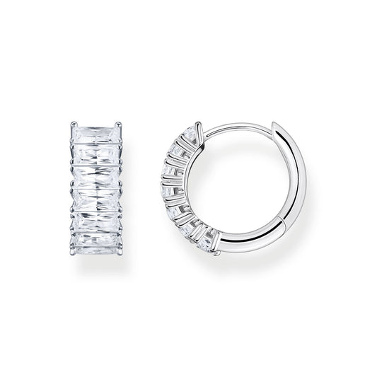 HERITAGE WIDE BAGUETTE CZ HOOP EARRINGS