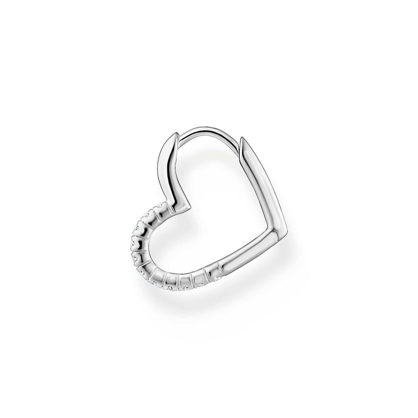 CHARMING COLLECTION HEART CZ HOOP EARRING SINGLE