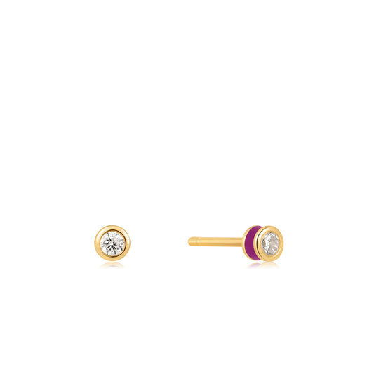 BRIGHT FUTURE BERRY ENAMEL GOLD PLATED STUD EARRINGS