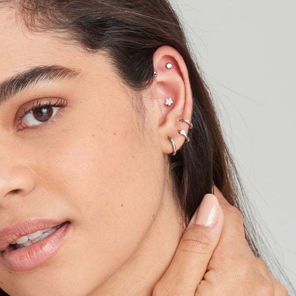 EAR EDIT OPAL BEZEL BARBELL SINGLE EARRING