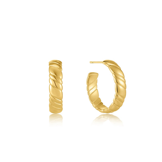 GOLD SMOOTH TWIST HOOP EARRINGS