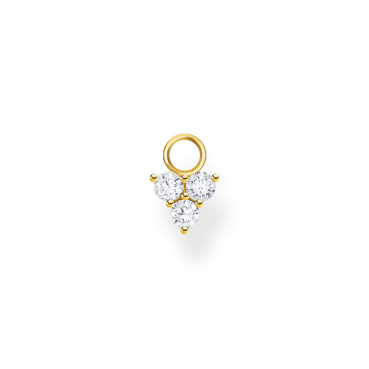 CHARMING COLLECTION YELLOW GOLD PLATED SINGLE CZ TRIANGLE EARRING PENDANT