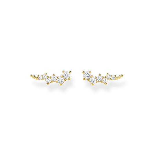 CHARMING COLLECTION YELLOW GOLD PLATED CZ STAR EAR CLIMBER EARRINGS