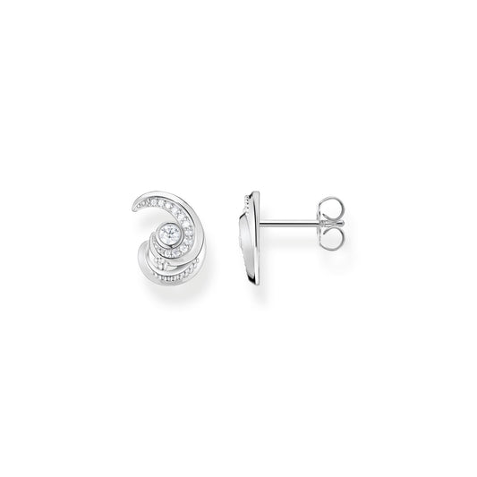 STERLING SILVER OCEAN WAVE CZ STUD EARRINGS