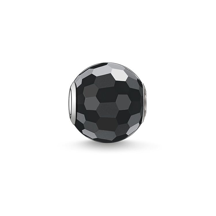 KARMA BEAD - STERLING SILVER FACETED OBSIDIAN BEAD