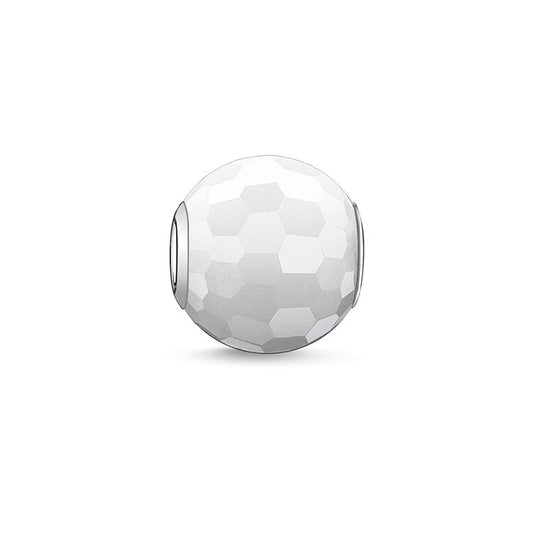 KARMA BEAD - STERLING SILVER WHITE JADE FACETED BEAD