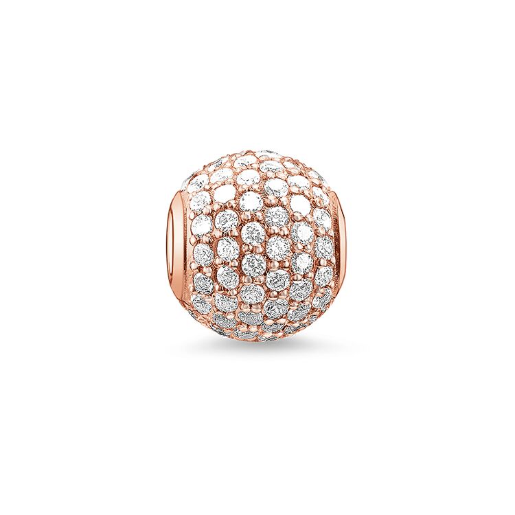 KARMA BEAD - STERLING SILVER ROSE-GOLD PLATED PAVE BEAD