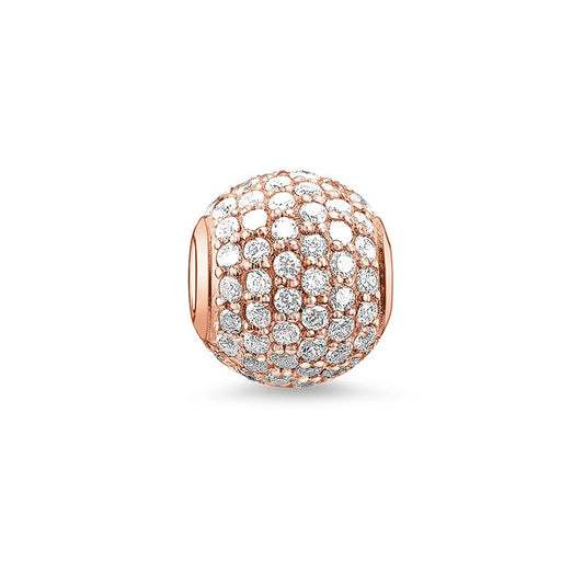 KARMA BEAD - STERLING SILVER ROSE-GOLD PLATED PAVE BEAD