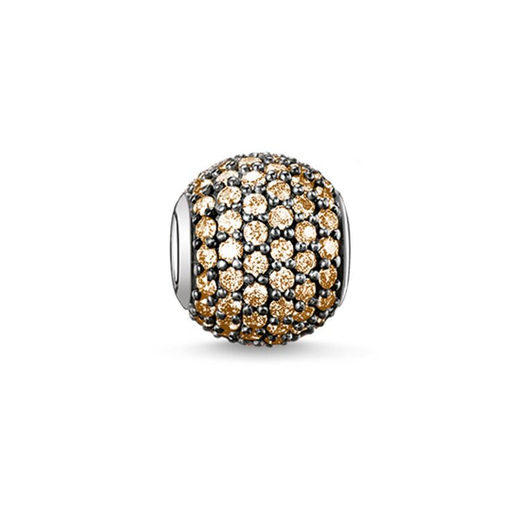 KARMA BEAD - STERLING SILVER CHAMPAGNE PAVE BEAD