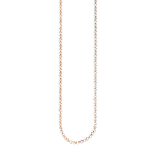 STERLING SILVER ROSE GOLD PLATED ROUND BELCHER NECKLACE 45CM